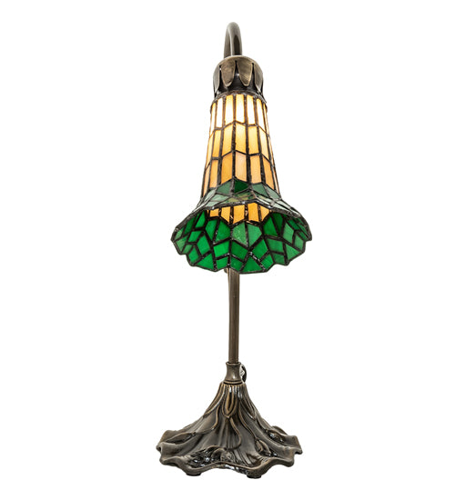 Meyda Tiffany Lighting 27084 Stained Glass Pond Lily One Light Mini Lamp Lamp Brass - Antique