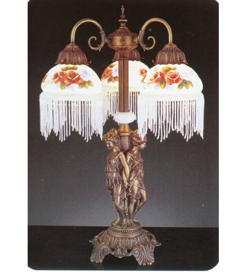Meyda Tiffany Lighting 27085 Rose Bouquet Three Light Accent Lamp Lamp Bronze / Dark