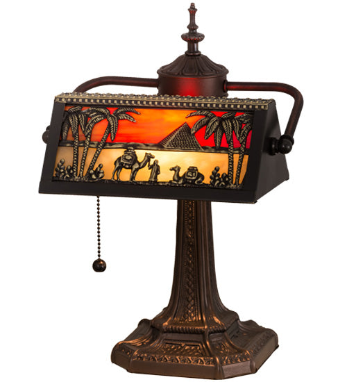 Meyda Tiffany Lighting 27142 Camel One Light Banker's Lamp Lamp Bronze / Dark