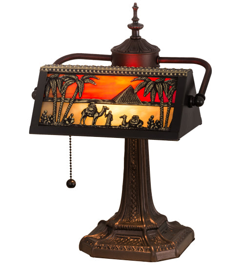 Meyda Tiffany Lighting 27142 Camel One Light Banker's Lamp Lamp Bronze / Dark