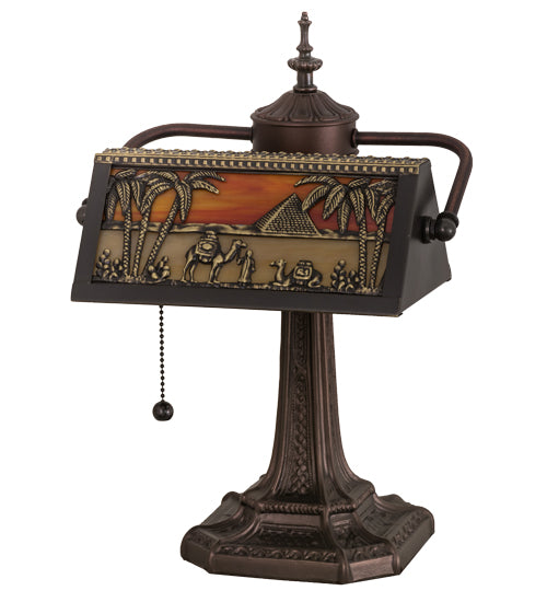 Meyda Tiffany Lighting 27142 Camel One Light Banker's Lamp Lamp Bronze / Dark