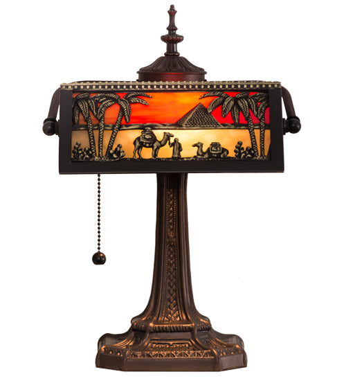 Meyda Tiffany Lighting 27142 Camel One Light Banker's Lamp Lamp Bronze / Dark