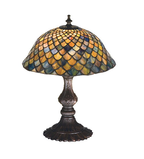 Meyda Tiffany Lighting 27170 Fishscale One Light Table Lamp Lamp Bronze / Dark