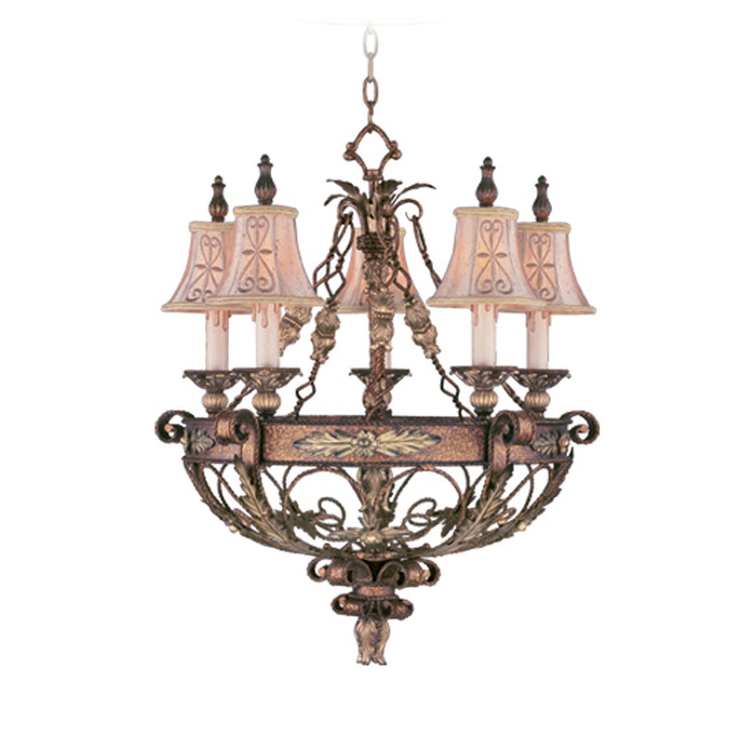 Livex Pomplano 8845-64 Chandelier Light - Palacial Bronze with Gilded Accents