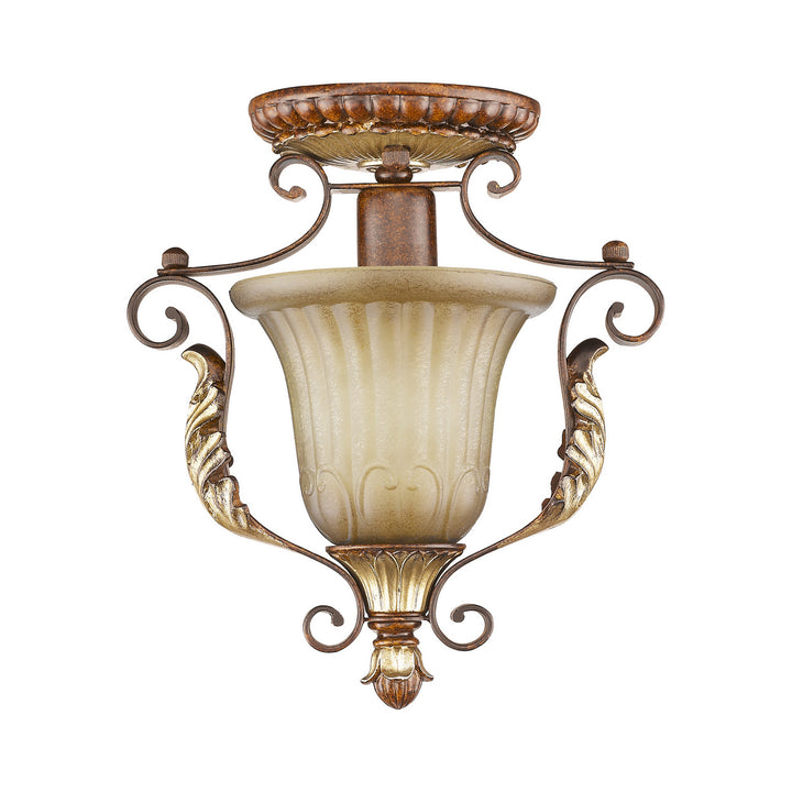 Livex Villa Verona 8578-63 Ceiling Light - Hand Applied Verona Bronze w/ Aged Gold Leafs