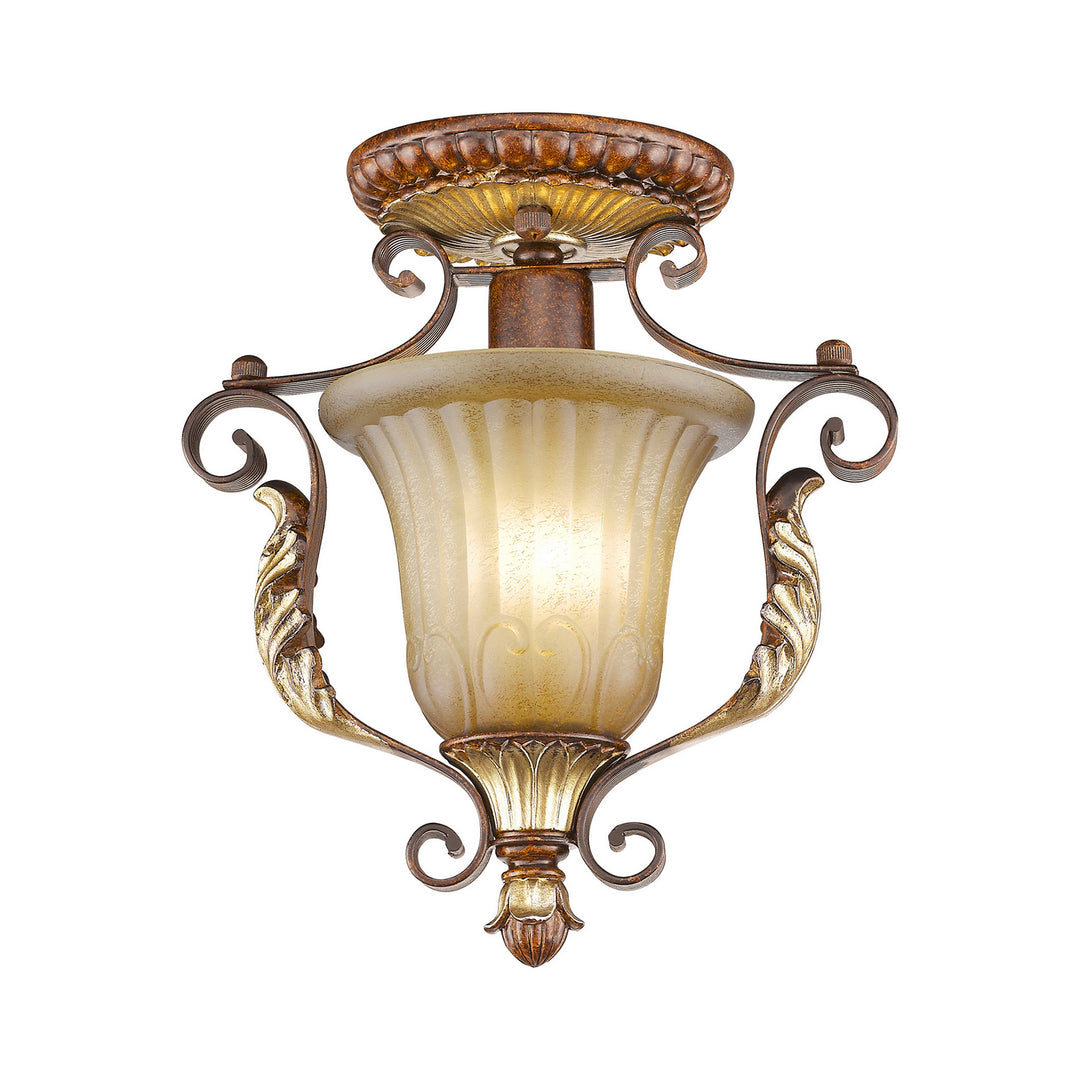 Livex Villa Verona 8578-63 Ceiling Light - Hand Applied Verona Bronze w/ Aged Gold Leafs