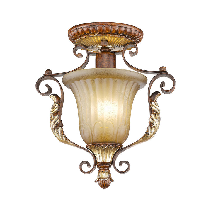 Livex Villa Verona 8578-63 Ceiling Light - Hand Applied Verona Bronze w/ Aged Gold Leafs