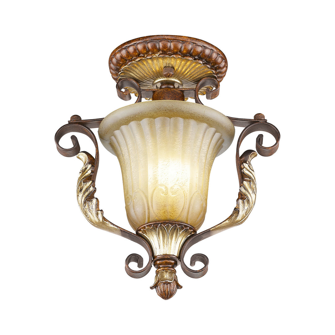 Livex Villa Verona 8578-63 Ceiling Light - Hand Applied Verona Bronze w/ Aged Gold Leafs