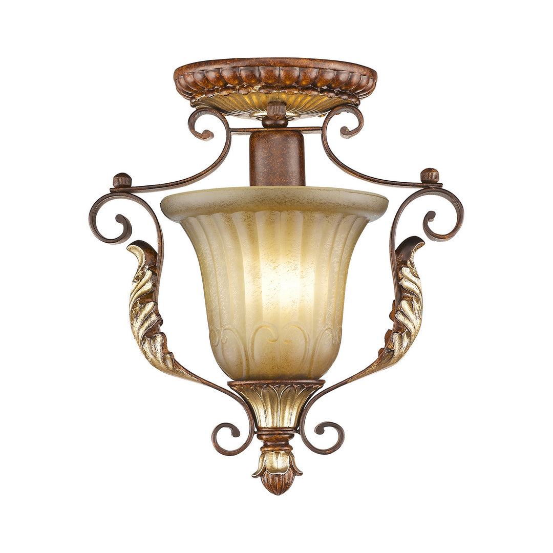 Livex Villa Verona 8578-63 Ceiling Light - Hand Applied Verona Bronze w/ Aged Gold Leafs