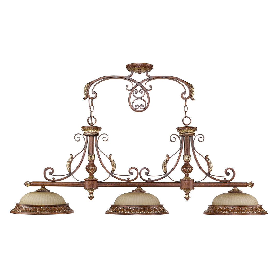 Livex Villa Verona 8584-63 Pendant Light - Hand Applied Verona Bronze w/ Aged Gold Leafs