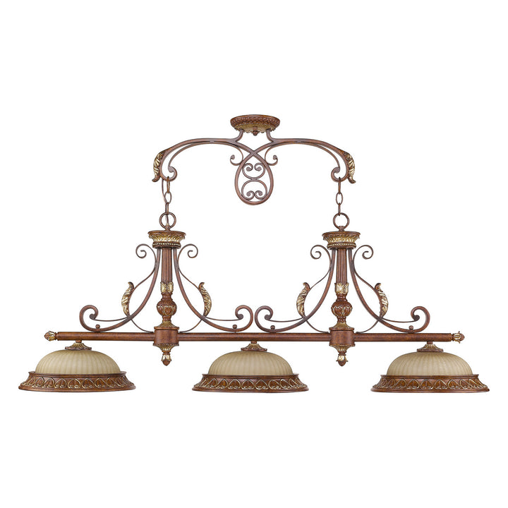 Livex Villa Verona 8584-63 Pendant Light - Hand Applied Verona Bronze w/ Aged Gold Leafs