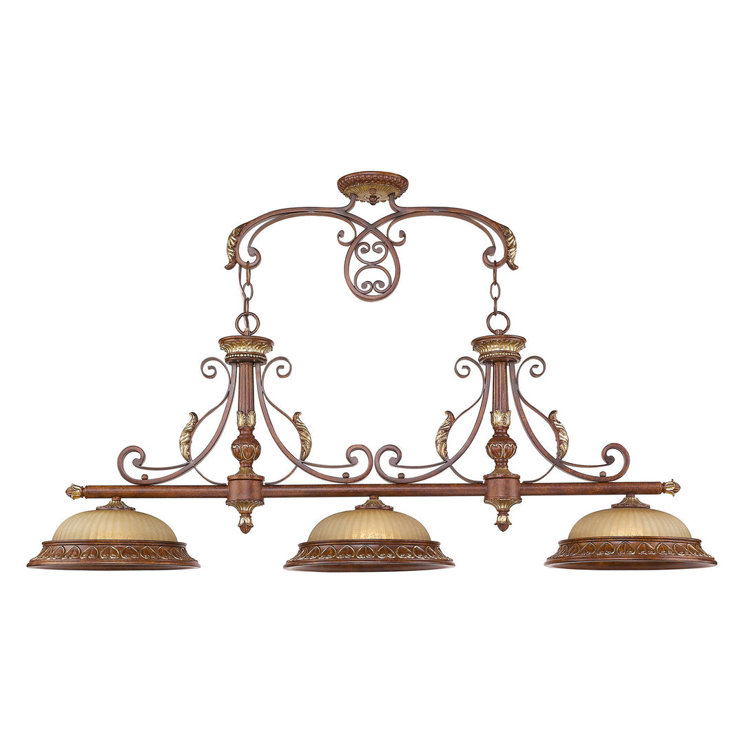 Livex Villa Verona 8584-63 Pendant Light - Hand Applied Verona Bronze w/ Aged Gold Leafs