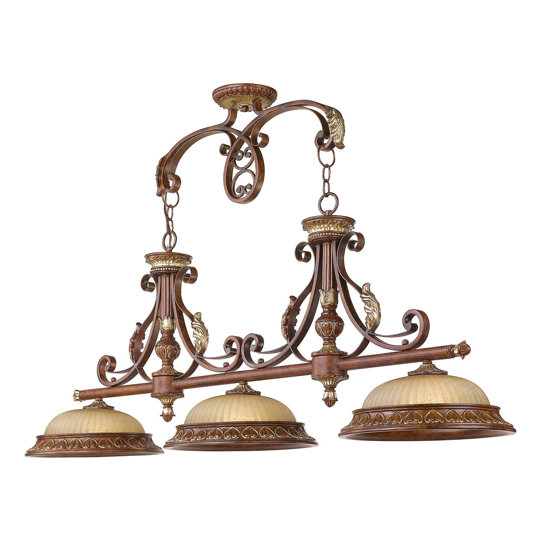 Livex Villa Verona 8584-63 Pendant Light - Hand Applied Verona Bronze w/ Aged Gold Leafs