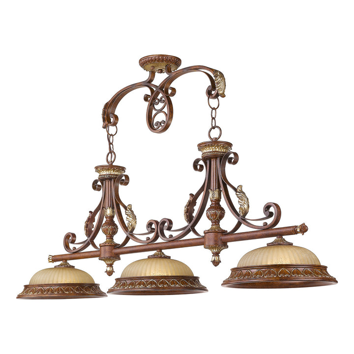 Livex Villa Verona 8584-63 Pendant Light - Hand Applied Verona Bronze w/ Aged Gold Leafs
