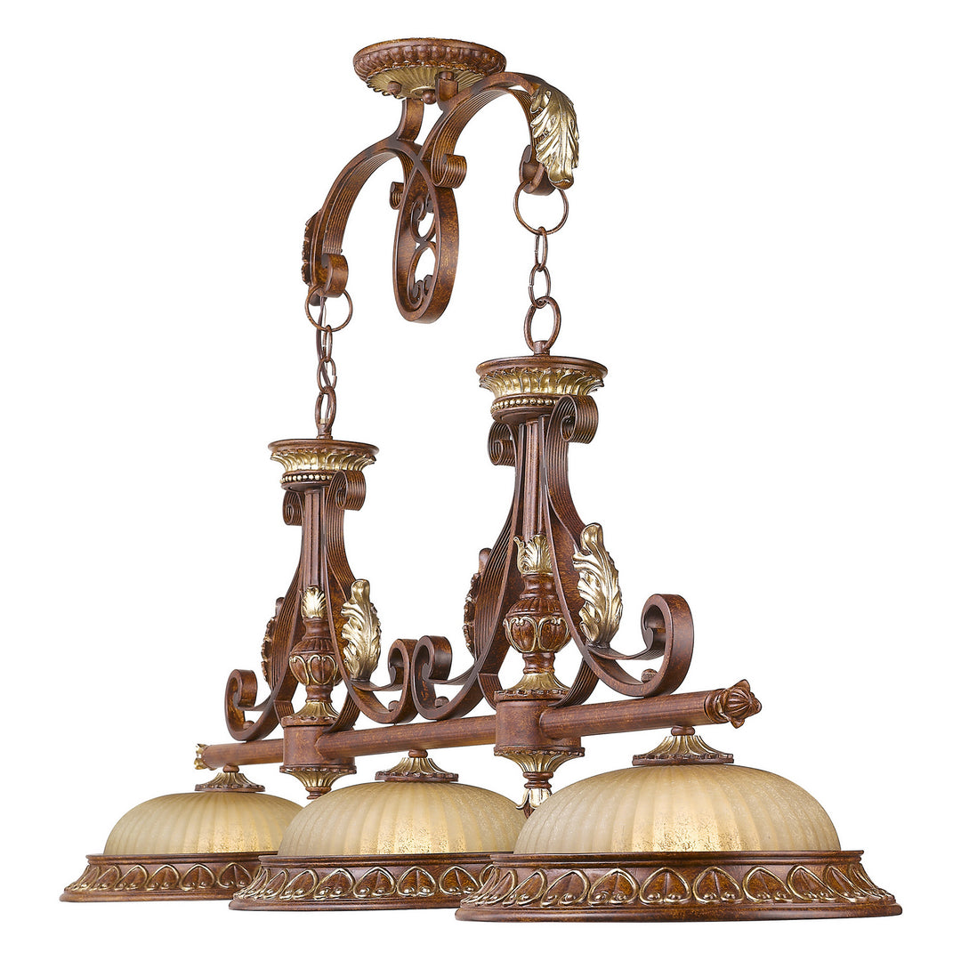 Livex Villa Verona 8584-63 Pendant Light - Hand Applied Verona Bronze w/ Aged Gold Leafs