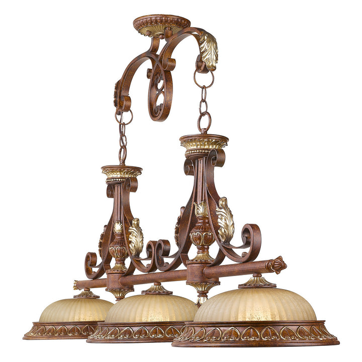 Livex Villa Verona 8584-63 Pendant Light - Hand Applied Verona Bronze w/ Aged Gold Leafs