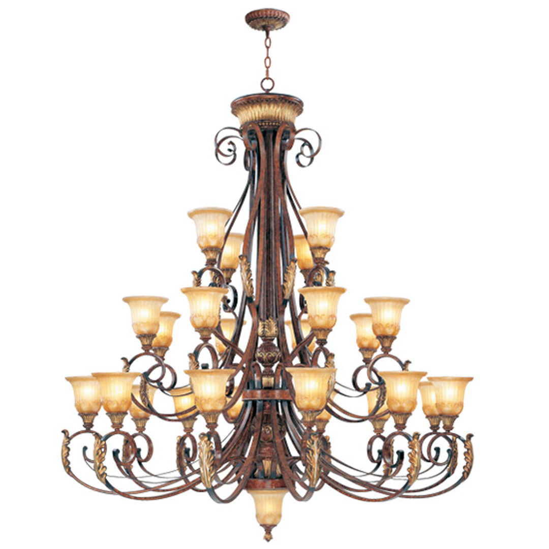 Livex Villa Verona 8589-63 Chandelier Light - Verona Bronze with Aged Gold Leaf Accents