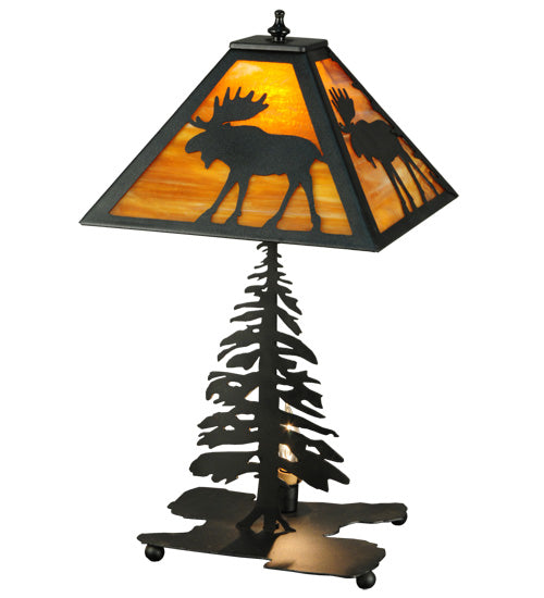 Meyda Tiffany Lighting 27293 Lone Moose Two Light Table Lamp Lamp Black