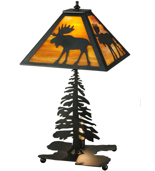 Meyda Tiffany Lighting 27293 Lone Moose Two Light Table Lamp Lamp Black