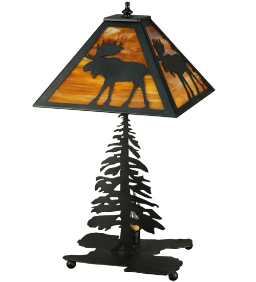 Meyda Tiffany Lighting 27293 Lone Moose Two Light Table Lamp Lamp Black