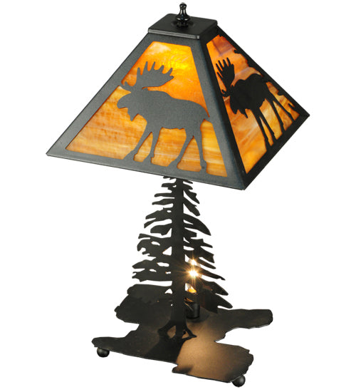 Meyda Tiffany Lighting 27293 Lone Moose Two Light Table Lamp Lamp Black