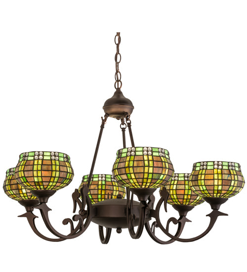 Meyda Tiffany Jeweled Basket 27404 Chandelier Light - Mahogany Bronze