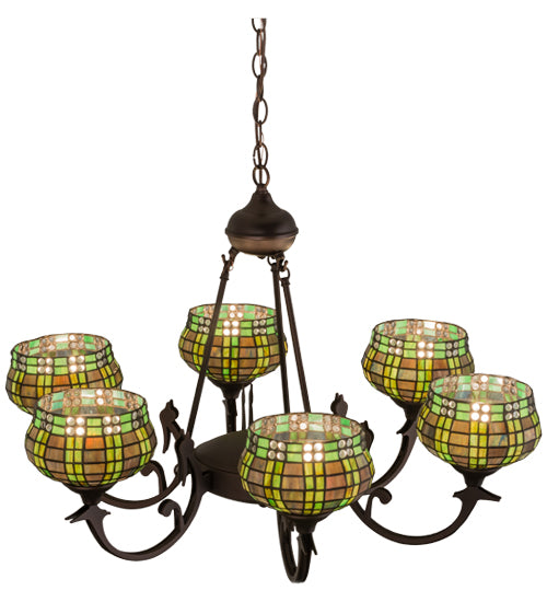 Meyda Tiffany Jeweled Basket 27404 Chandelier Light - Mahogany Bronze