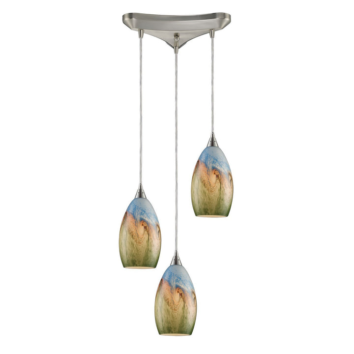 Elk Geologic 10077/3 Pendant Light - Satin Nickel