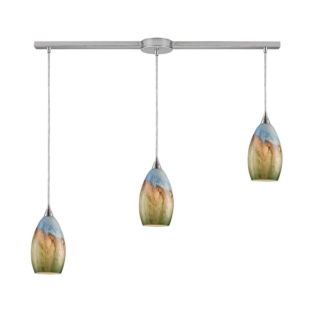Elk Geologic 10077/3L Pendant Light - Satin Nickel