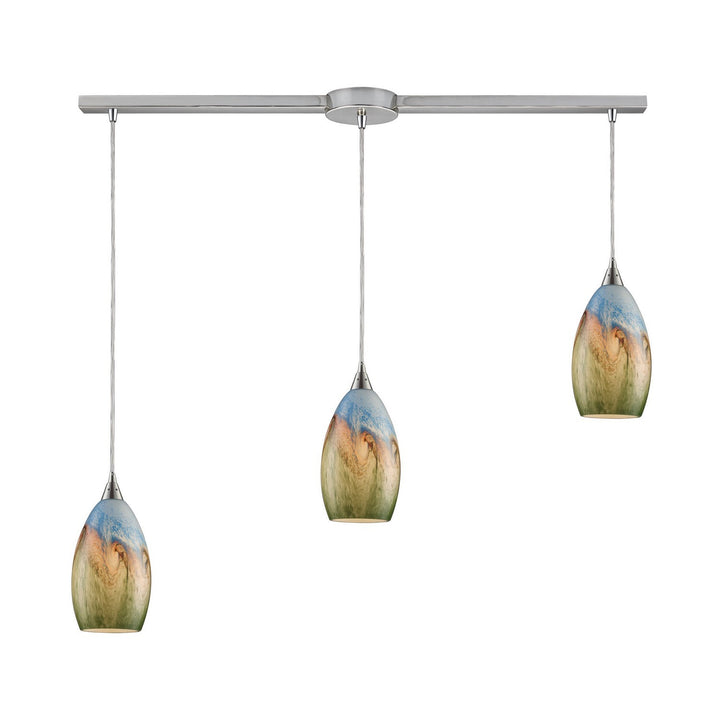 Elk Geologic 10077/3L Pendant Light - Satin Nickel