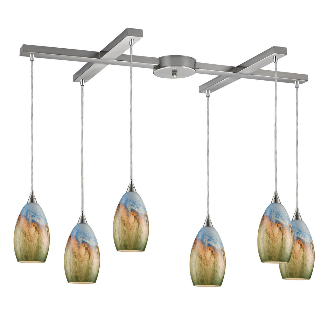 Elk Geologic 10077/6 Pendant Light - Satin Nickel