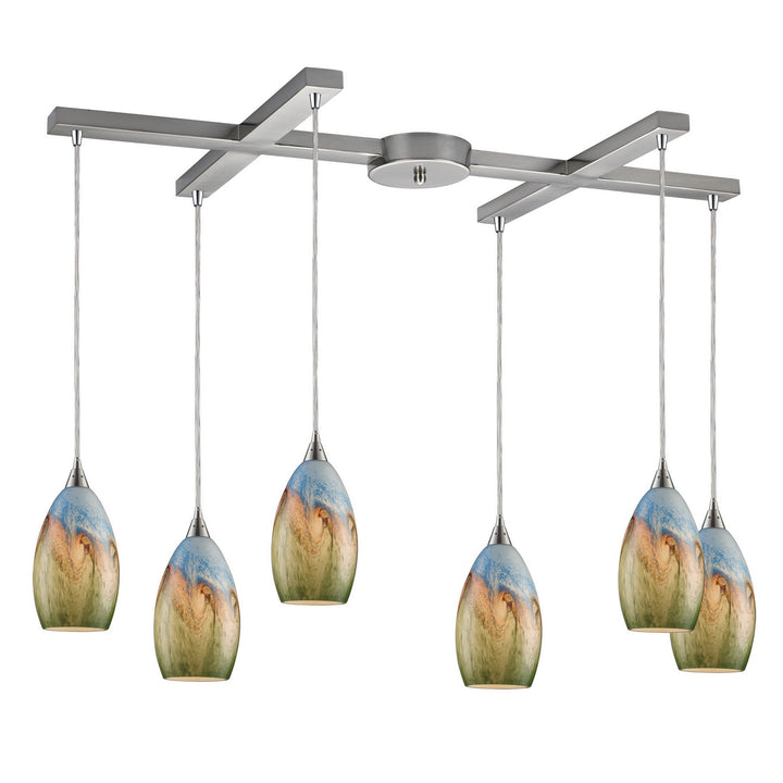 Elk Geologic 10077/6 Pendant Light - Satin Nickel