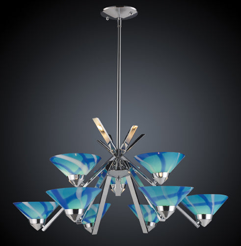 Elk Refraction 1476/6+3CAR Chandelier Light - Polished Chrome