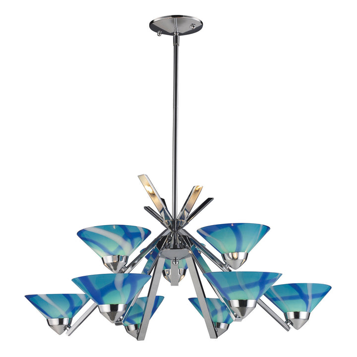 Elk Refraction 1476/6+3CAR Chandelier Light - Polished Chrome