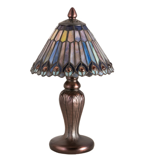 Meyda Tiffany Lighting 27560 Tiffany Jeweled Peacock Mini Lamp Lamp Bronze / Dark