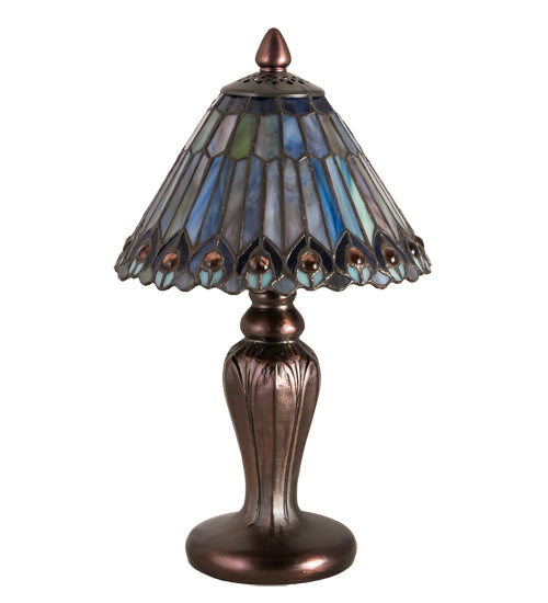 Meyda Tiffany Lighting 27560 Tiffany Jeweled Peacock Mini Lamp Lamp Bronze / Dark