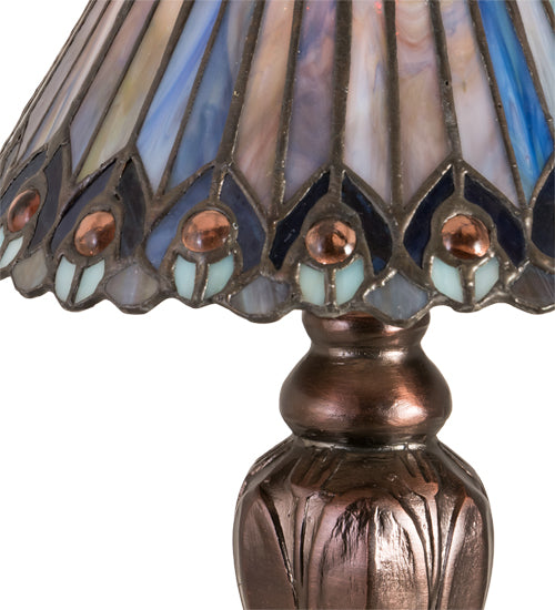 Meyda Tiffany Lighting 27560 Tiffany Jeweled Peacock Mini Lamp Lamp Bronze / Dark