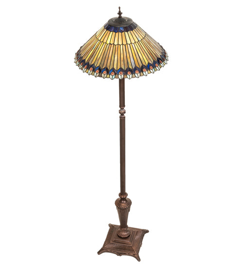 Meyda Tiffany Lighting 27561 Tiffany Jeweled Peacock Floor Lamp Lamp Bronze / Dark