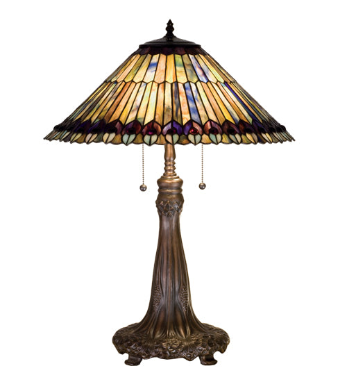 Meyda Tiffany Lighting 27562 Tiffany Jeweled Peacock Table Lamp Lamp Bronze / Dark