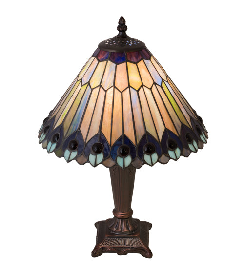 Meyda Tiffany Lighting 27564 Tiffany Jeweled Peacock One Light Accent Lamp Lamp Bronze / Dark