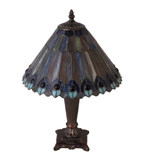 Meyda Tiffany Lighting 27564 Tiffany Jeweled Peacock One Light Accent Lamp Lamp Bronze / Dark