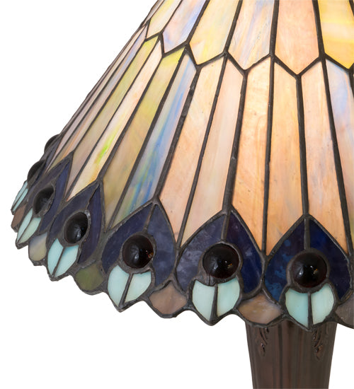 Meyda Tiffany Lighting 27564 Tiffany Jeweled Peacock One Light Accent Lamp Lamp Bronze / Dark