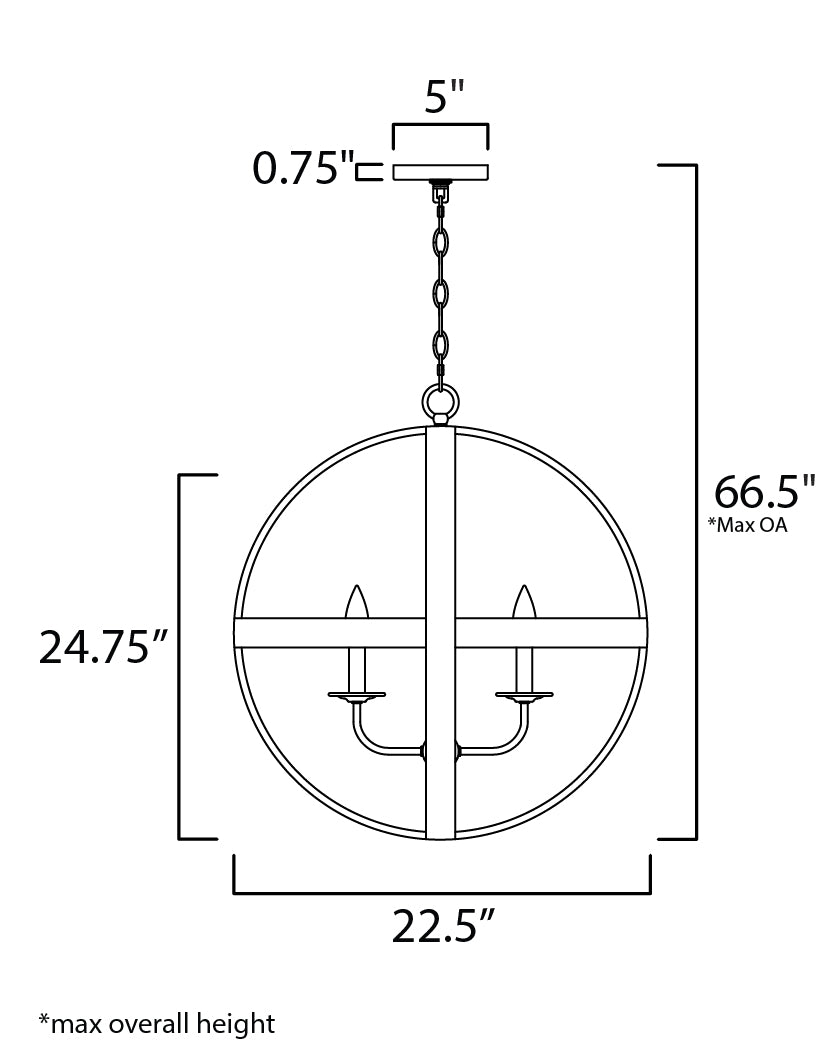 Maxim Compass 27574APBK Chandelier Light - Antique Pecan / Black