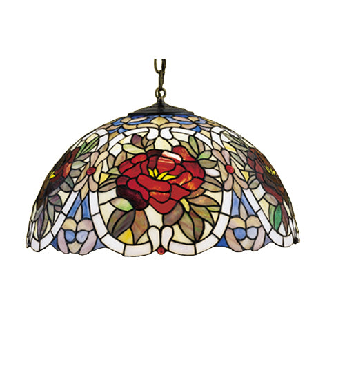 Meyda Tiffany Renaissance Rose 27600 Pendant Light - Beige Burgundy Cai Purple/Blue Bapa