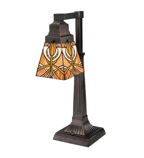 Meyda Tiffany Lighting 27636 Glasgow Bungalow One Light Desk Lamp Lamp Bronze / Dark