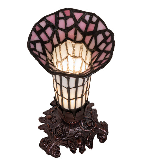 Meyda Tiffany Lighting 27679 Stained Glass Pond Lily Mini Lamp Lamp Bronze / Dark