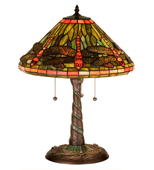 Meyda Tiffany Lighting 27812 Tiffany Dragonfly Three Light Table Lamp Lamp Bronze / Dark