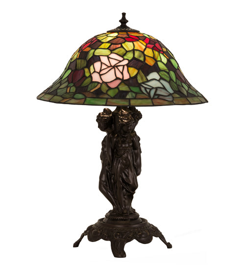 Meyda Tiffany Lighting 27820 Rosebush One Light Table Lamp Lamp Bronze / Dark