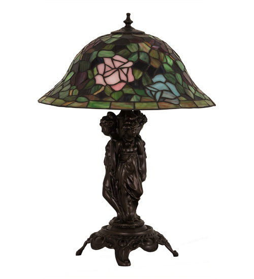 Meyda Tiffany Lighting 27820 Rosebush One Light Table Lamp Lamp Bronze / Dark