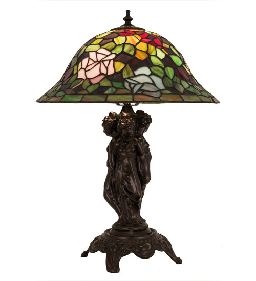 Meyda Tiffany Lighting 27820 Rosebush One Light Table Lamp Lamp Bronze / Dark